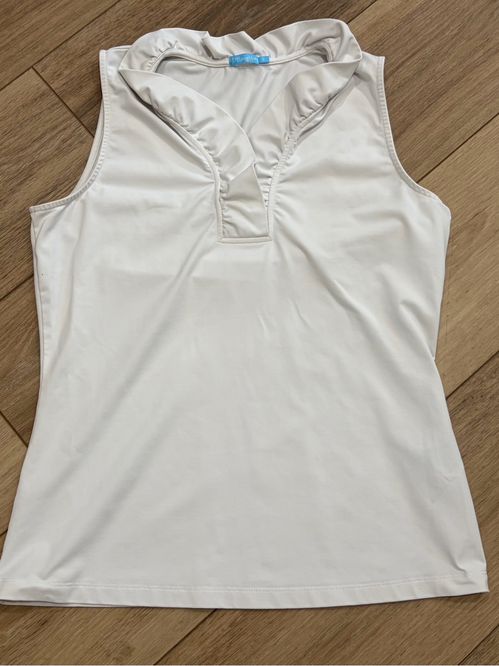 J. McLaughlin White Sleeveless Ruffle V-Neck Tank